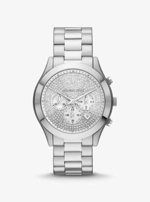 michael kors armbanduhr slim runway im silberton mit pavé-fassung|Armbanduhr Runway im Silberton mit Pavé .